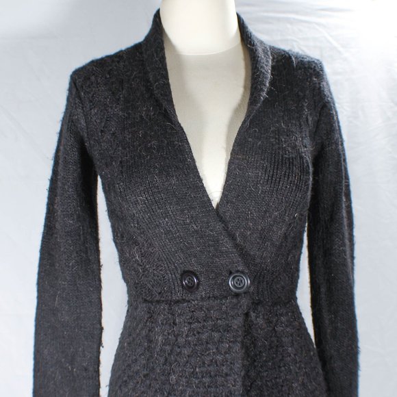 Vintage Y2K Max Azaria BCBG Alpaca Mohair Ash Gray Cardigan Copper Flecks - Picture 3 of 15